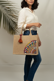 ZEMIMAAS Mini Desert Bloom Beige canvas tote bag, view 2