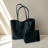 ZEMIMAAS Black pu leather tote bag