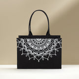 ZEMIMAAS Mini Mandala Loop Black canvas tote bag