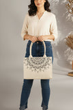 ZEMIMAAS Mini Mandala Loop Beige canvas tote bag, view 3