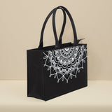 ZEMIMAAS Mini Mandala Loop Black canvas tote bag, view 2