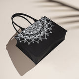 ZEMIMAAS Mini Mandala Loop Black canvas tote bag, view 3