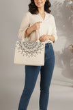 ZEMIMAAS Mini Mandala Loop Beige canvas tote bag, view 2