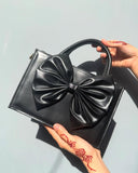 ZEMIMAAS Gloss Bow Black pu leather handbag