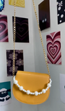 ZEMIMAAS Mustard Midnight Pearl pu leather handbag, view 5