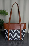 ZEMIMAAS ZigWave Brown canvas & pu leather shoulder bag, view 3