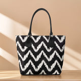 ZEMIMAAS Urban Wave canvas & pu leather tote bag