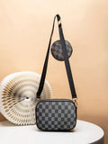 ZEMIMAAS Checkered Coin Black pu leather crossbody bag, view 5