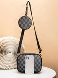 ZEMIMAAS Checkered Coin Black pu leather crossbody bag, view 3
