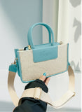 ZEMIMAAS Haze Sky Blue canvas & pu leather handbag, view 2