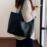 ZEMIMAAS Black pu leather tote bag, view 2