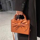 ZEMIMAAS Gloss Bow Brown pu leather handbag, view 4