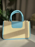 ZEMIMAAS Haze Sky Blue canvas & pu leather handbag, view 5