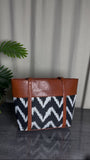ZEMIMAAS ZigWave Brown canvas & pu leather shoulder bag, view 4