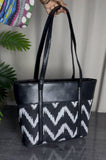 ZEMIMAAS ZigWave Black canvas & pu leather shoulder bag, view 3