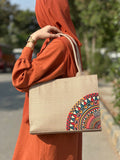 ZEMIMAAS Mini Desert Bloom Beige canvas tote bag, view 7