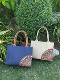 ZEMIMAAS Mini Desert Bloom Navy Blue canvas tote bag, view 6