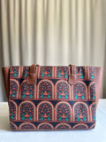 ZEMIMAAS Side Rexine Heritage Arch canvas & pu leather tote bag, view 4