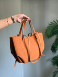 Luxora Suede Tote Bag - Mustard