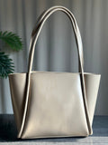 ZEMIMAAS Pyramid Beige pu leather tote bag, view 4