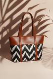 ZEMIMAAS ZigWave Brown canvas & pu leather shoulder bag, view 2